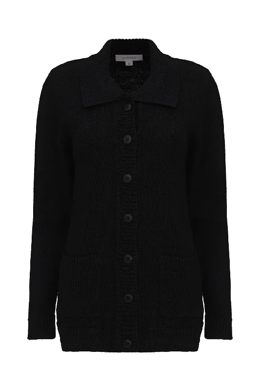 100% Wool Cardigan | BLACK | 9011ZR