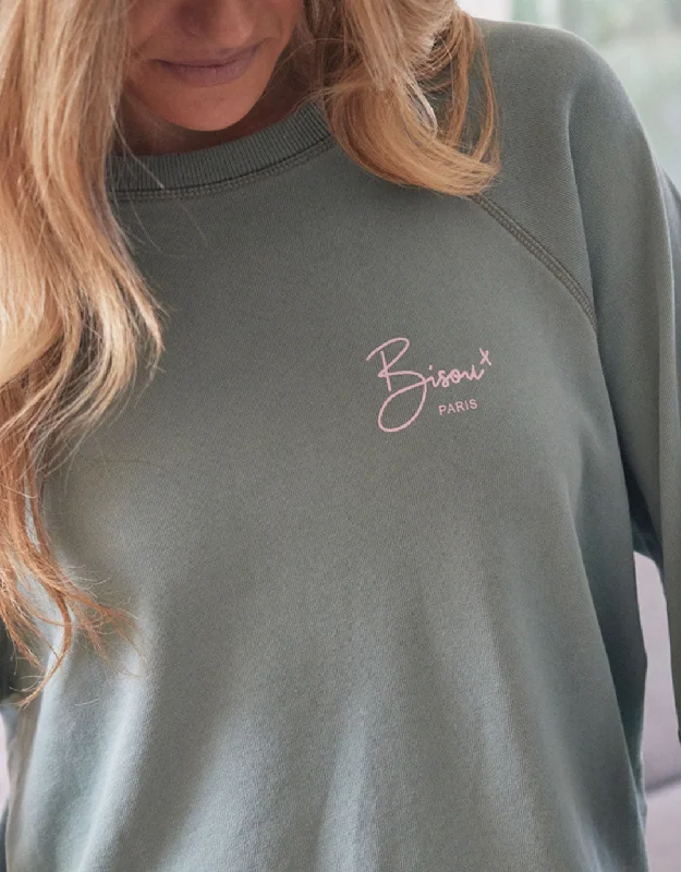 Bisou Paris Sweat - Washed Sage/Pink