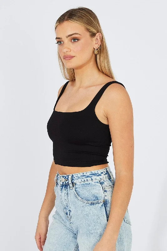 Black Crop Tank Top Seamless