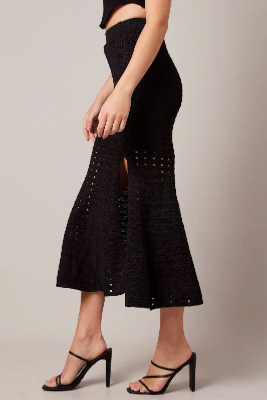 Black Knit Skirt Crochet