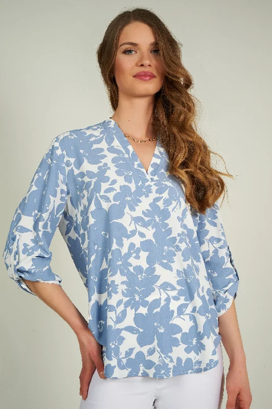 Blouse fleurie à manches trois-quarts - ARIS-P2 - (R-B10)