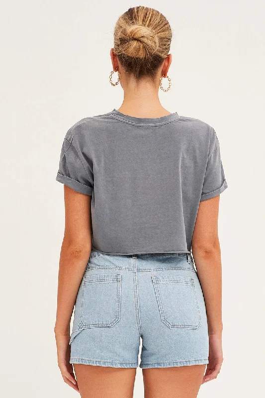 Blue Carpenter Denim Shorts High Rise