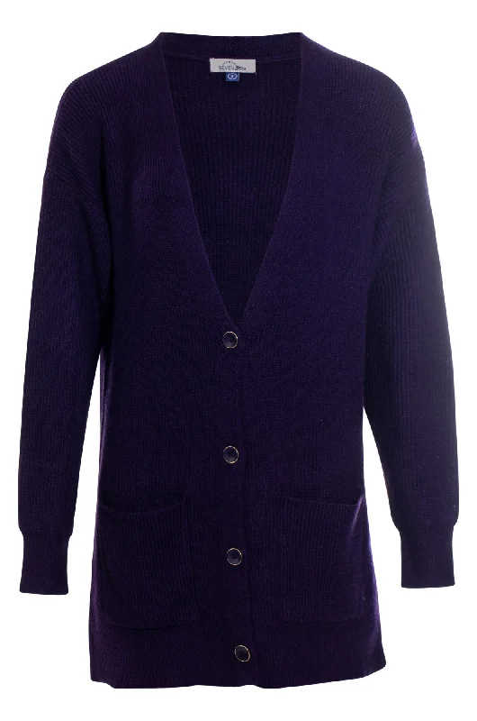 Luxe Knitwear long length Cardgian | PURPLE | 7338ZZ