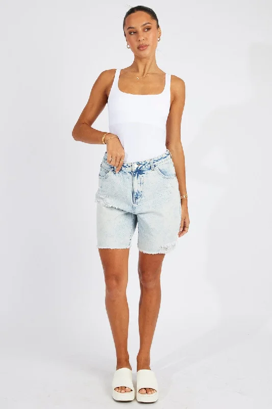 Denim Longline Denim Short Mid Rise