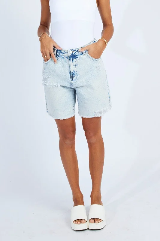 Denim Longline Denim Short Mid Rise