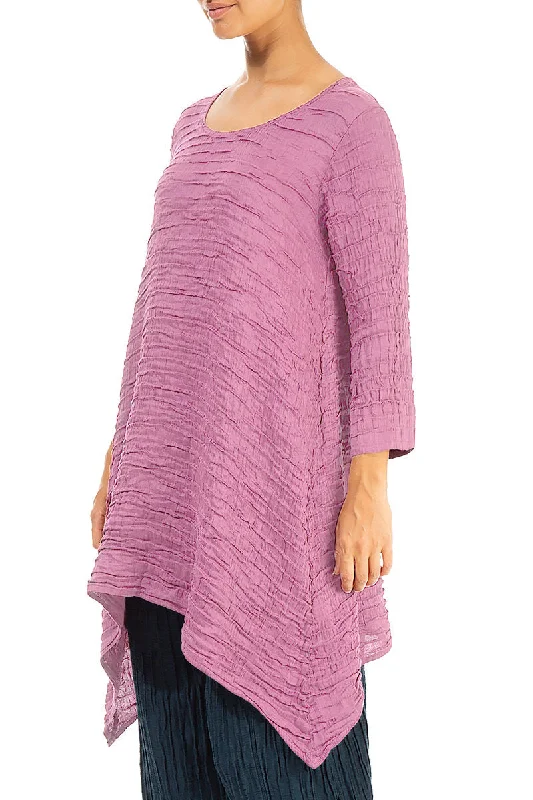 Dropped Edge Wild Berry Crinkled Silk Tunic