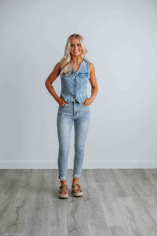 Greer Hidden Denim Vest