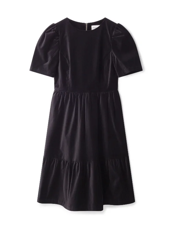 Jamesina Organic Cotton Velvet Dress - Black