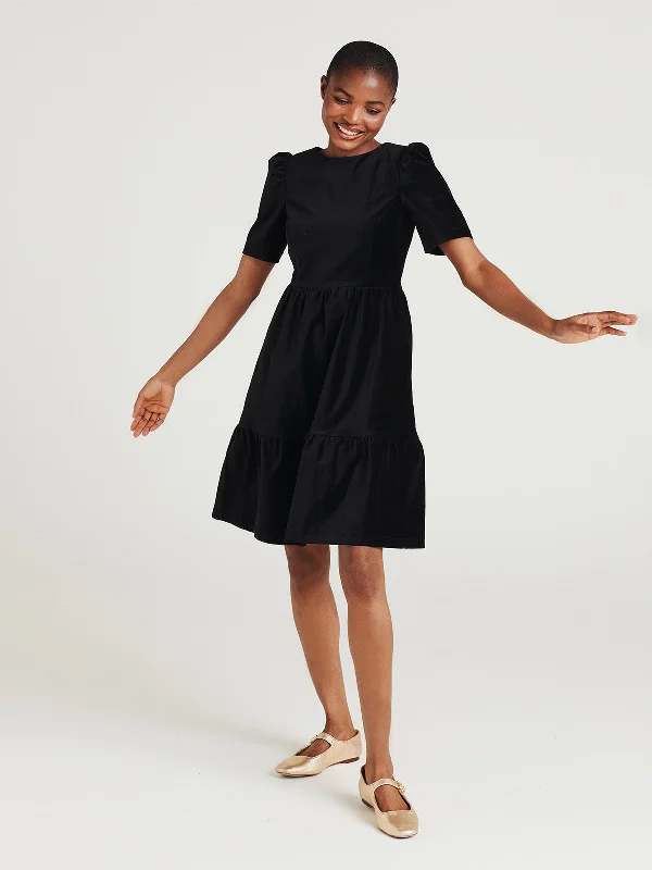 Jamesina Organic Cotton Velvet Dress - Black