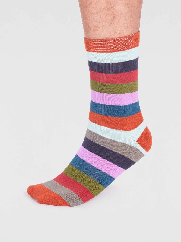 Jase Bamboo Stripe Socks - Jaffa Orange