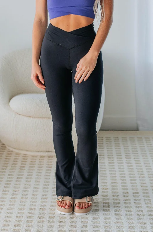 Kalista Crossover Flare Leggings - Black