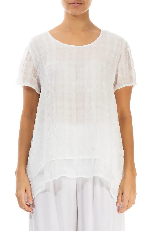 Layered White Light Silk Blouse