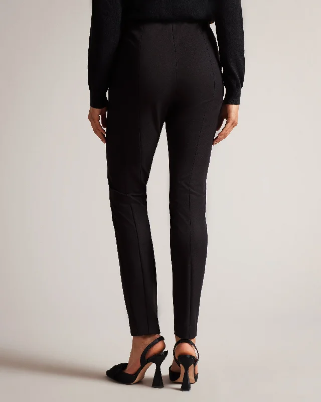 Liroi High Waisted Trousers With Faux Poppers Black