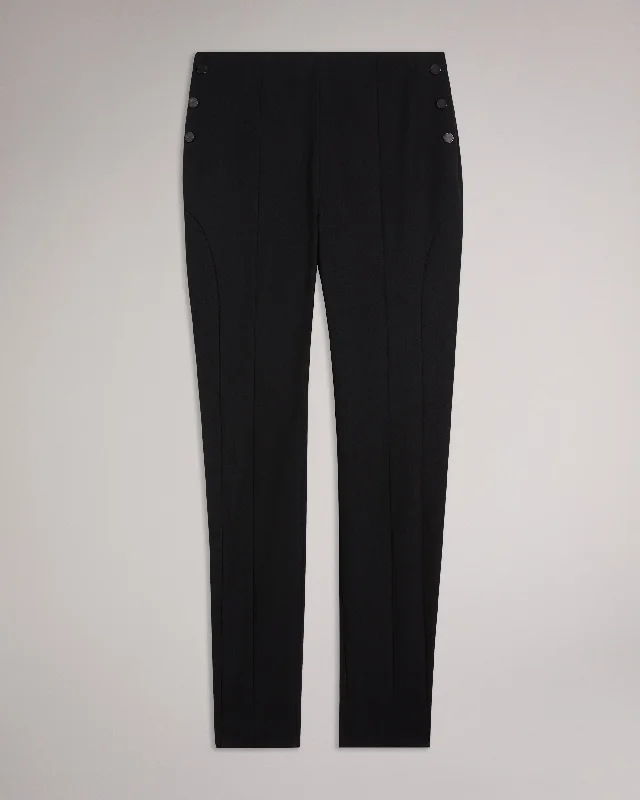 Liroi High Waisted Trousers With Faux Poppers Black