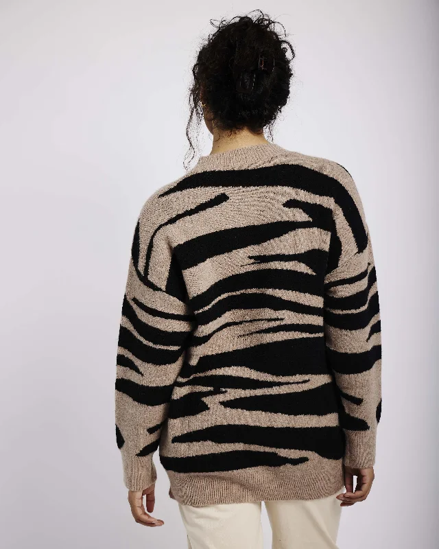 Longer Length Jumper in Natural Tiger