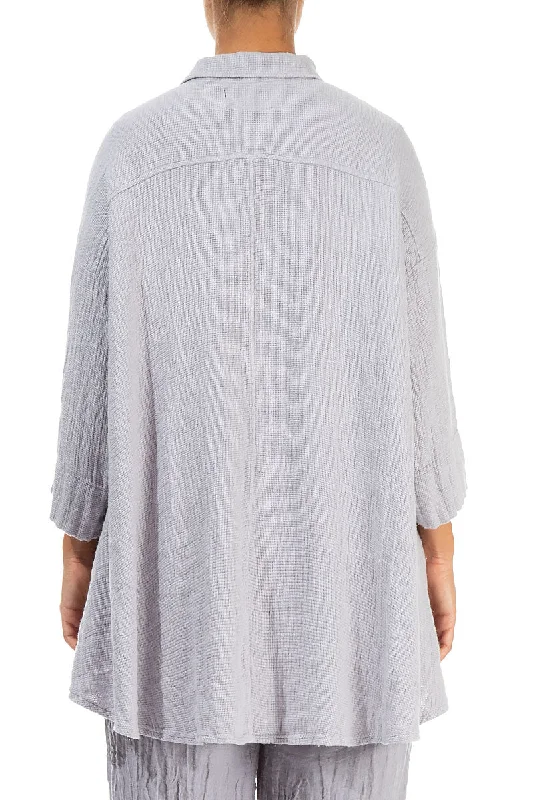 Loose Lilac Grey Textured Linen Shirt