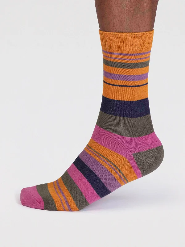 Maddock Bamboo Stripe Socks - Tumeric Yellow