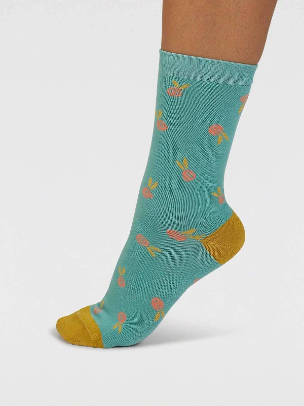 Mapel Floral Bamboo Socks - Pine Green