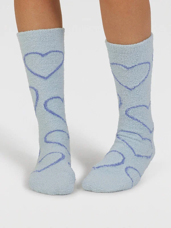 Marjorie Fluffy Slipper Socks - Chambray Blue