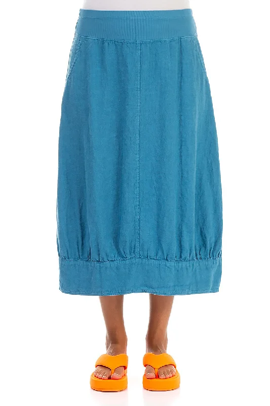 Midi Denim Linen Skirt