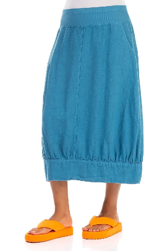 Midi Denim Linen Skirt