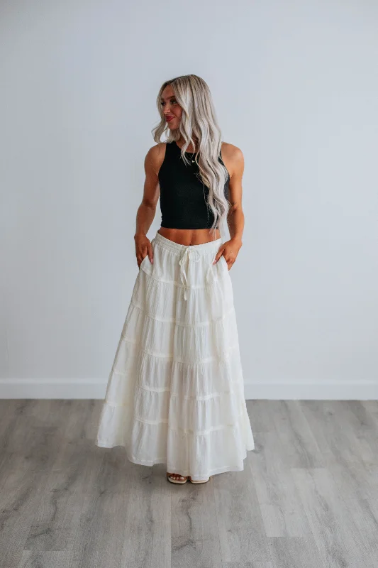 Parli Tiered Maxi Skirt - Cream