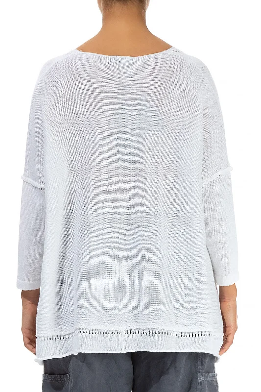 Pinhole Lines Décor White Linen Jumper