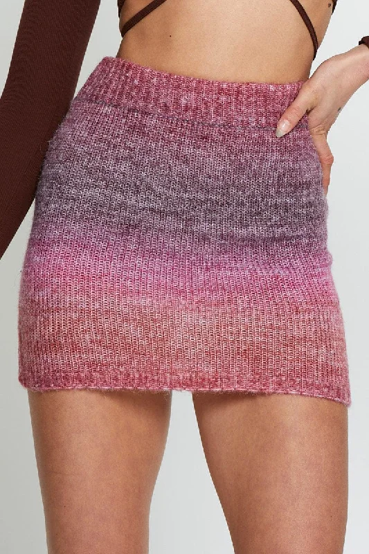 Pink Knit Skirt Mini