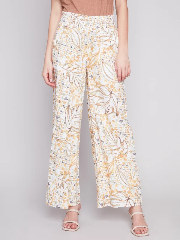 Printed Elastic Waist Pull-On Pants - Dune