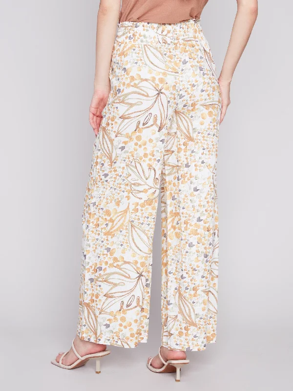 Printed Elastic Waist Pull-On Pants - Dune