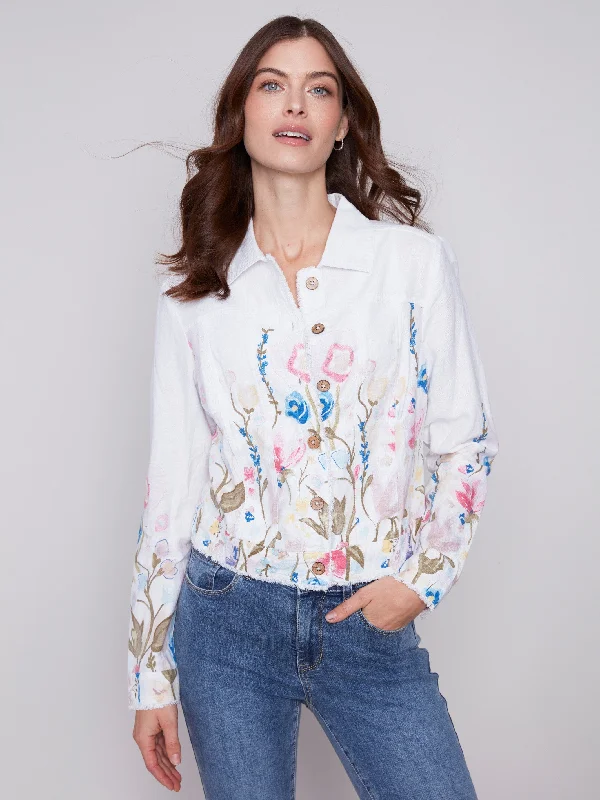 Printed Linen Blend Jacket - Pastel