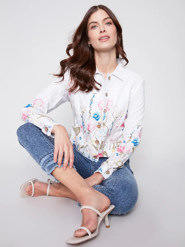 Printed Linen Blend Jacket - Pastel