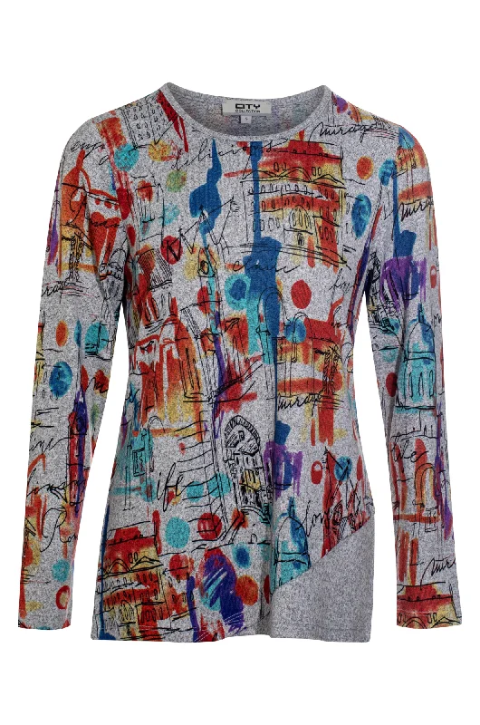 Printed Warm Touch Top | Multicolour City | 7904ZZ