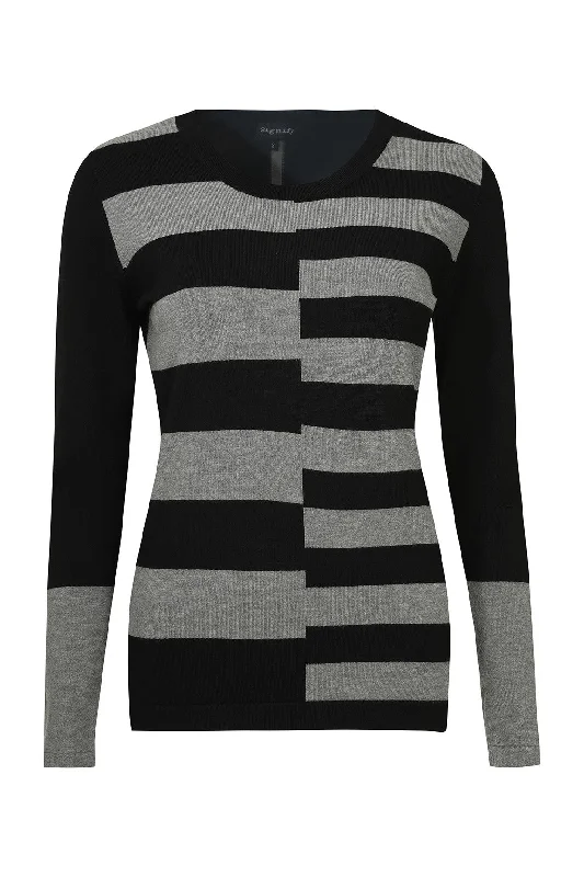 Stripe Viscose Rich Jersey | BLACK/SILVER | 5721ZR