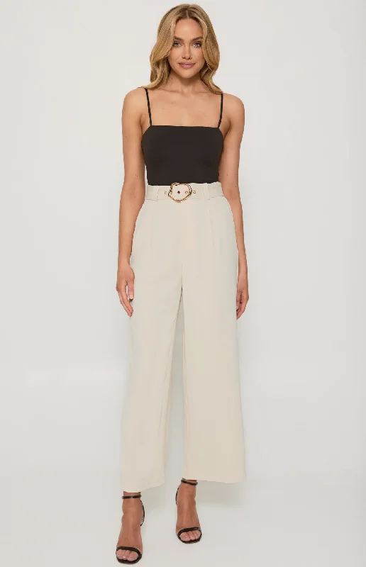 Style State High Waisted Pants with Gold Buckle Bone