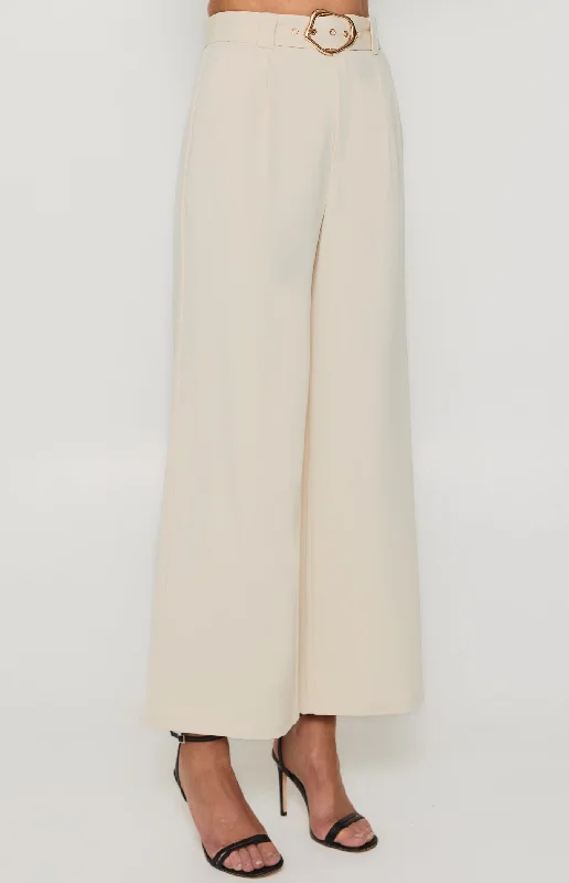 Style State High Waisted Pants with Gold Buckle Bone