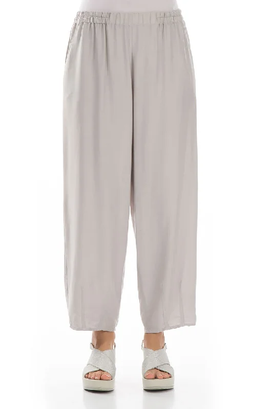 Evergreen Taper Cream Silk Bamboo Trousers