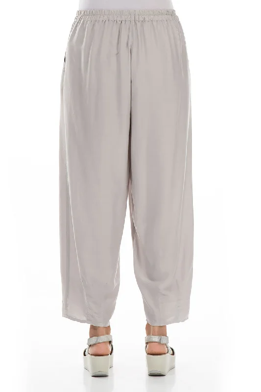 Evergreen Taper Cream Silk Bamboo Trousers