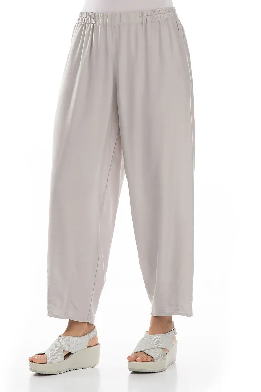 Evergreen Taper Cream Silk Bamboo Trousers