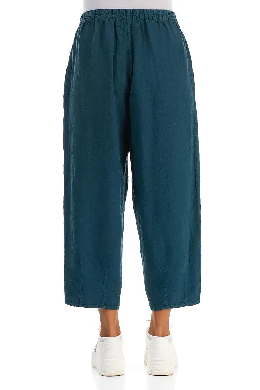 Taper Dark Teal Linen Trousers