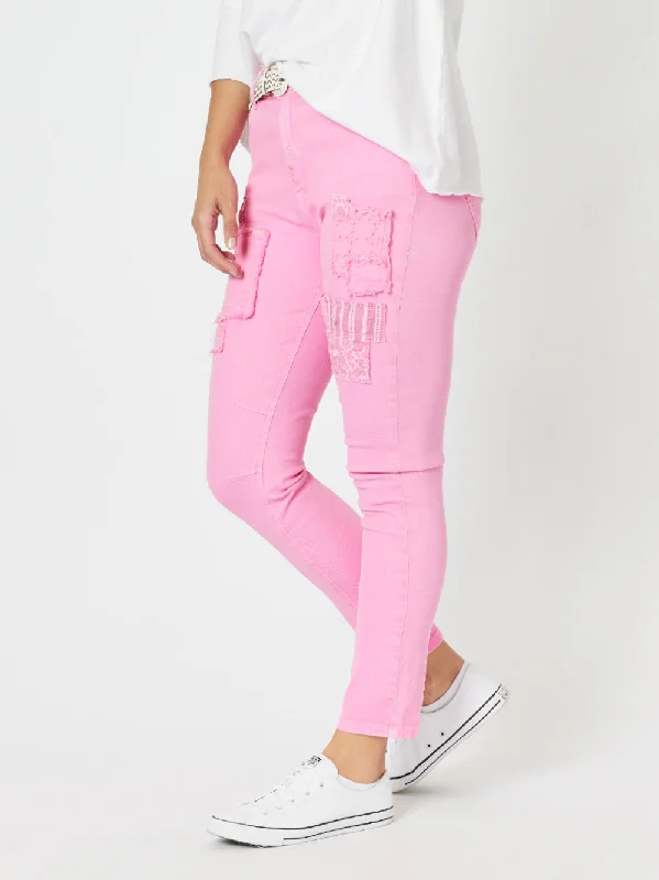 Threadz Taylor Patch Jeans Flamingo