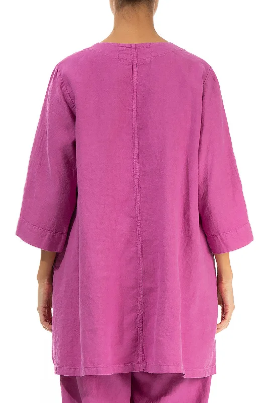 Twin Pockets Wild Berry Linen Tunic