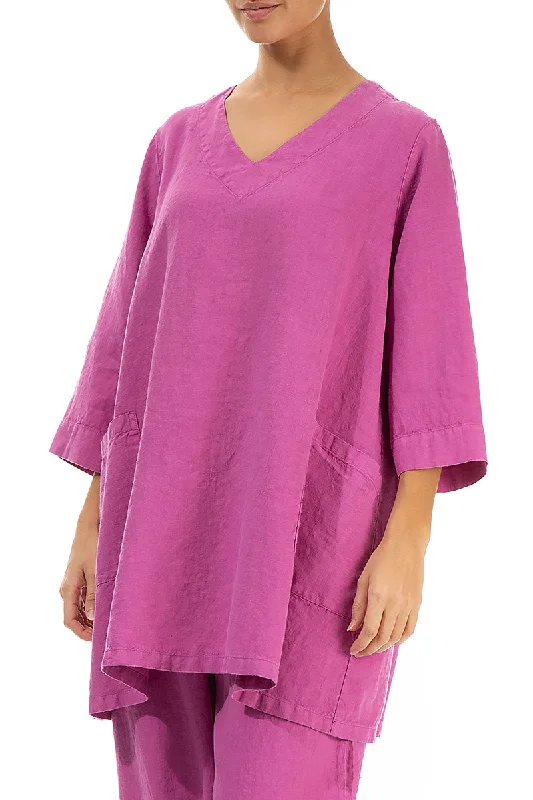 Twin Pockets Wild Berry Linen Tunic