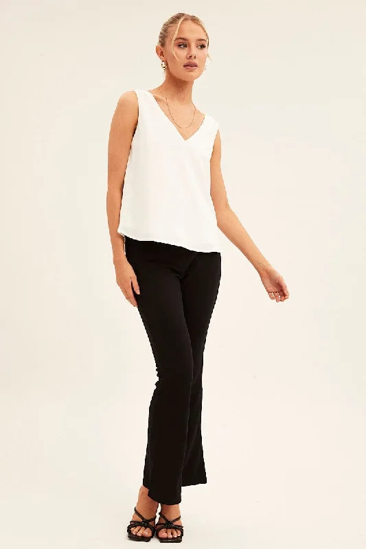 White Workwear Tank Deep V Sleeveless