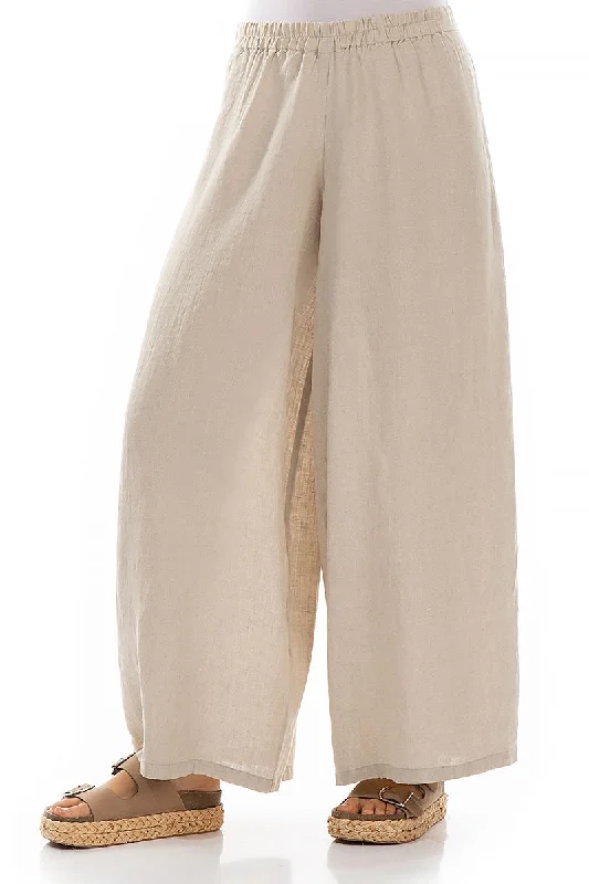 Wide Natural Linen Trousers