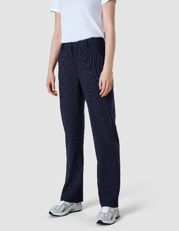 Essential Pants Straight Navy Pinstriped