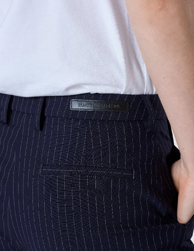 Essential Pants Straight Navy Pinstriped