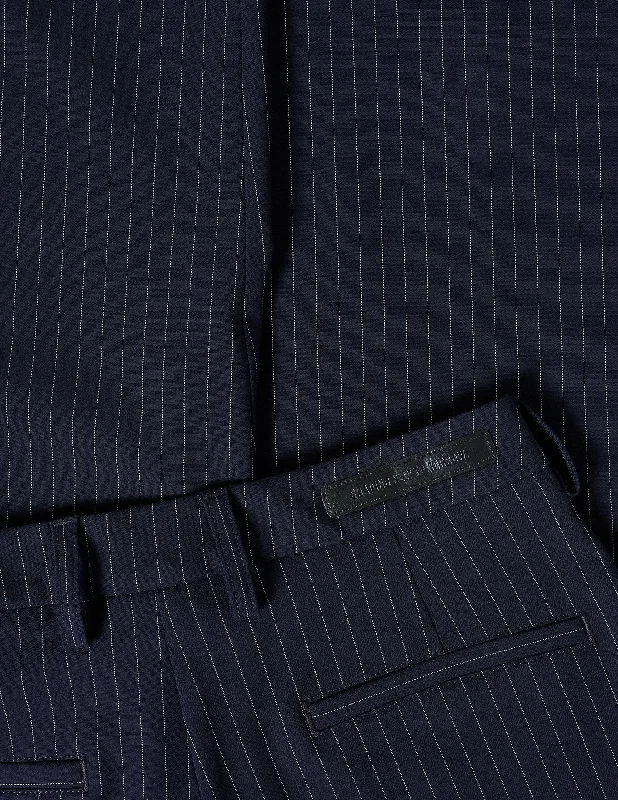 Essential Pants Straight Navy Pinstriped