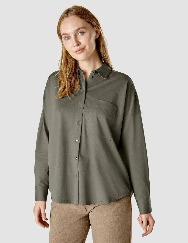 Oversized Long Sleeve Shirt Dark Olive