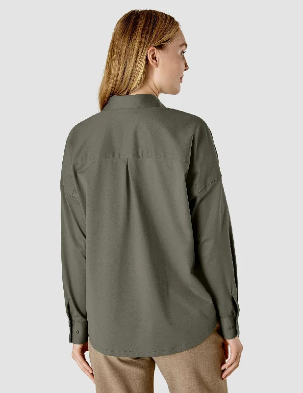 Oversized Long Sleeve Shirt Dark Olive